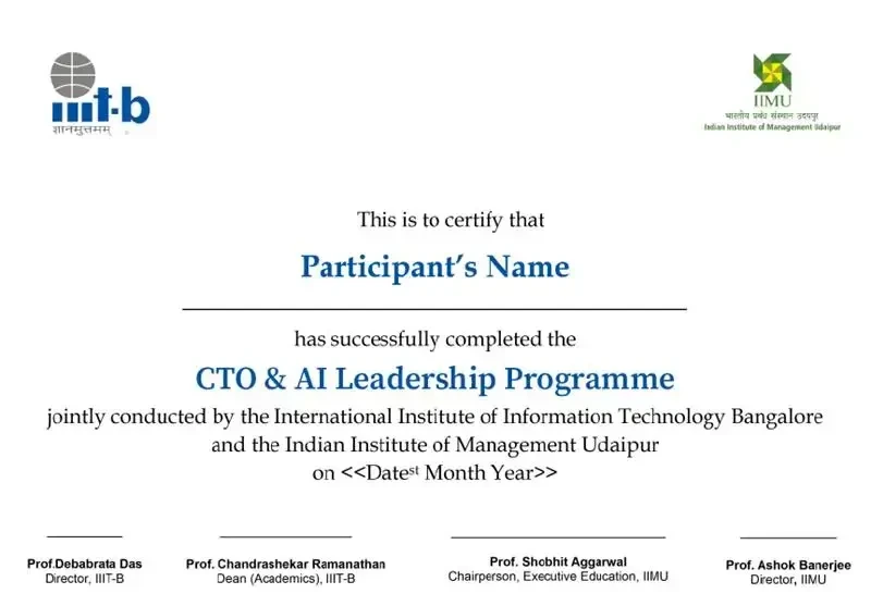 Chief Technology Officer & AI Leadership Programme certificate