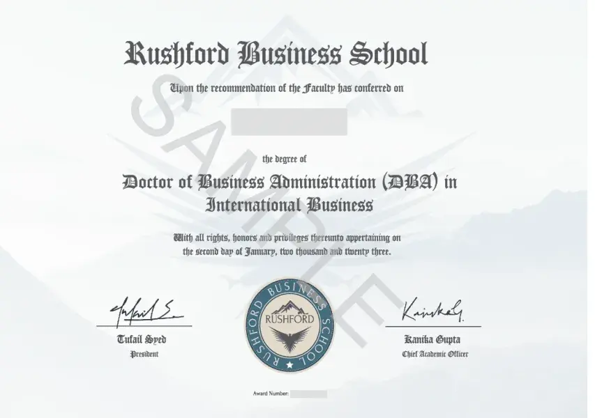 Doctor of Business Administration (DBA) certificate